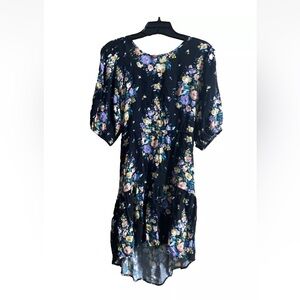 Oneill Midi  Dress Women Large  Floral Puff Sleeve Open Back Cottagecore Alta